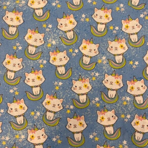 Pretty Kitty Unicorn sparkle stars baby quilt apparel home fabric 2 yard piece - Picture 1 of 3